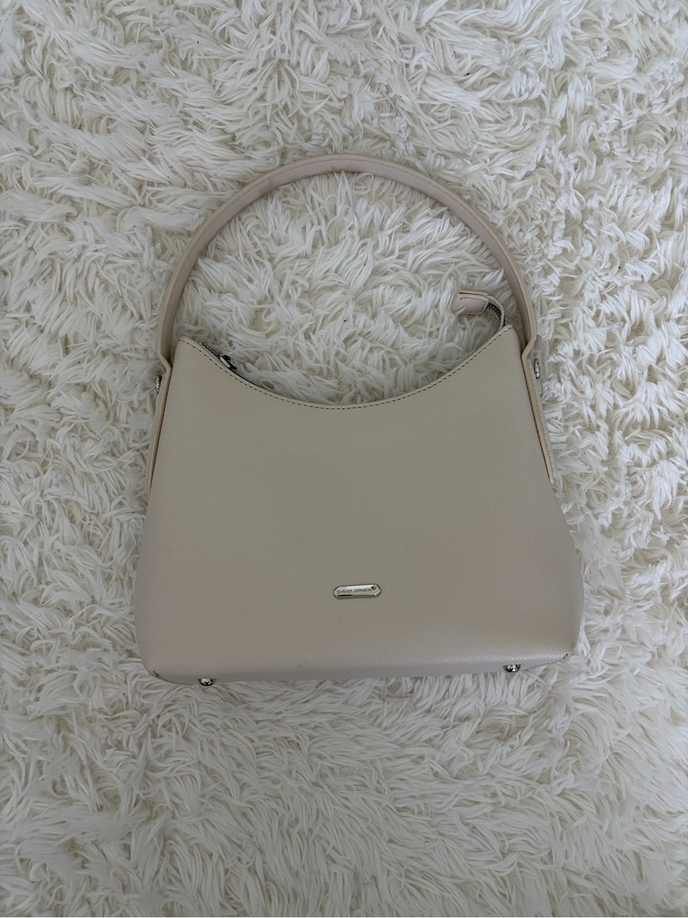 Minimal Cream Shoulder Bag with Top Handle